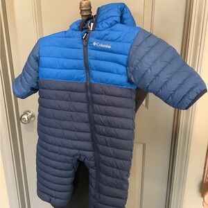 Columbia Two-Tone Blue Infant Snowsuit Reversible Mint Used Condition 6-12 M